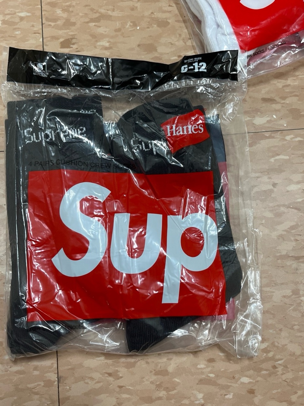 Supreme Hanes Black Crew Socks